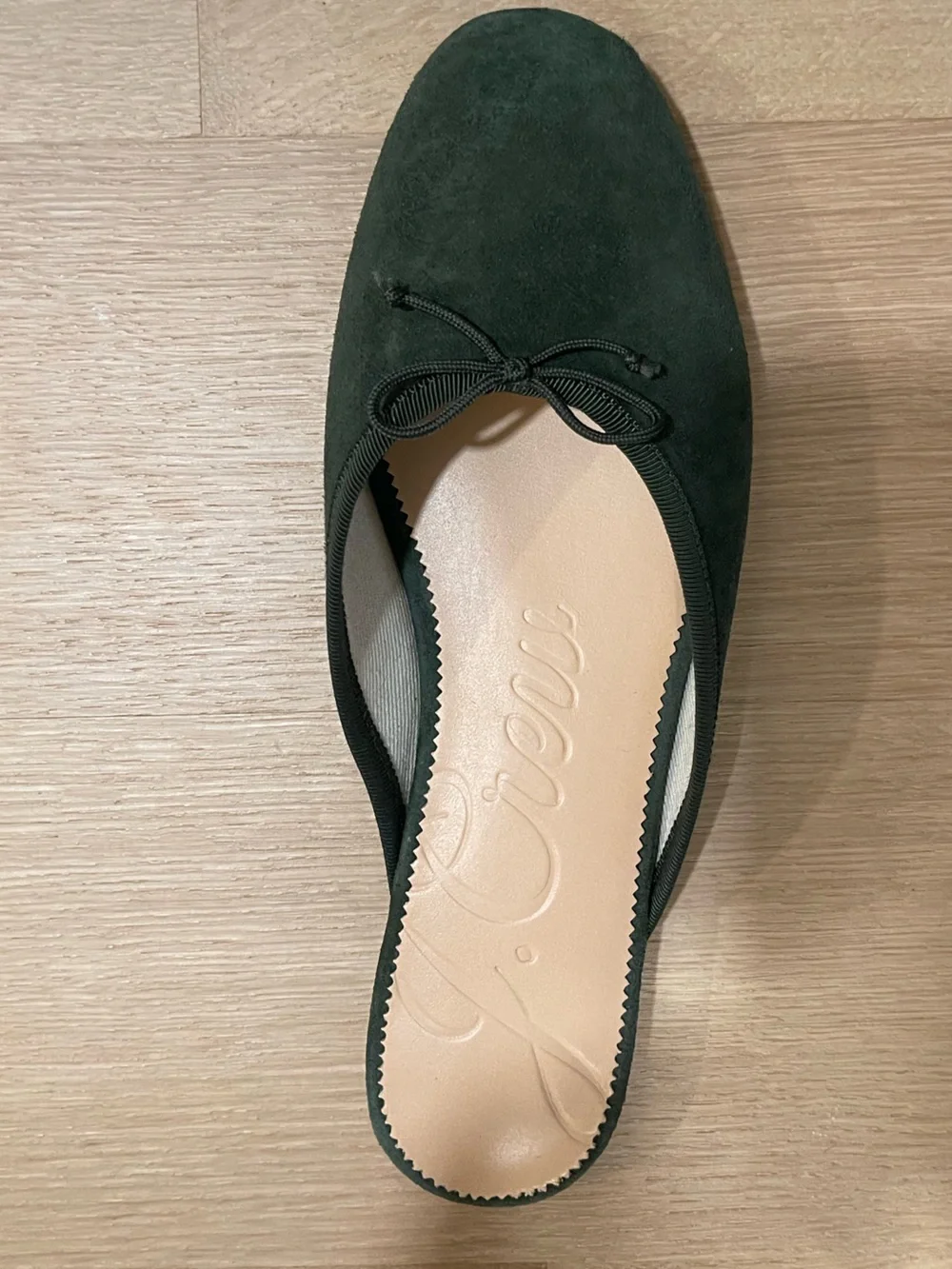J. Crew Forest Green Suede Ballet Flat with Bow
